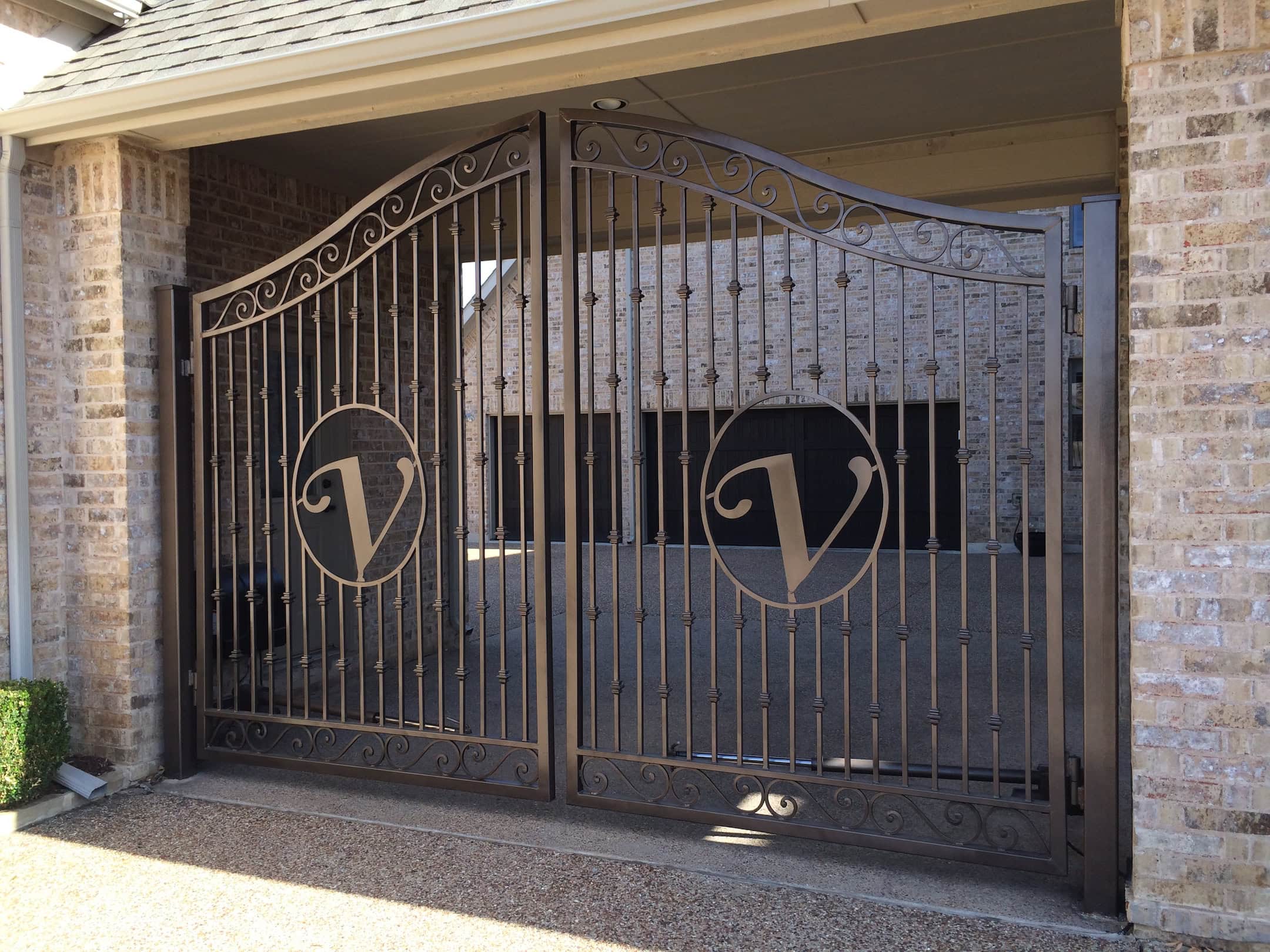 Custom ornamental steel driveway gate Flower Mound TX