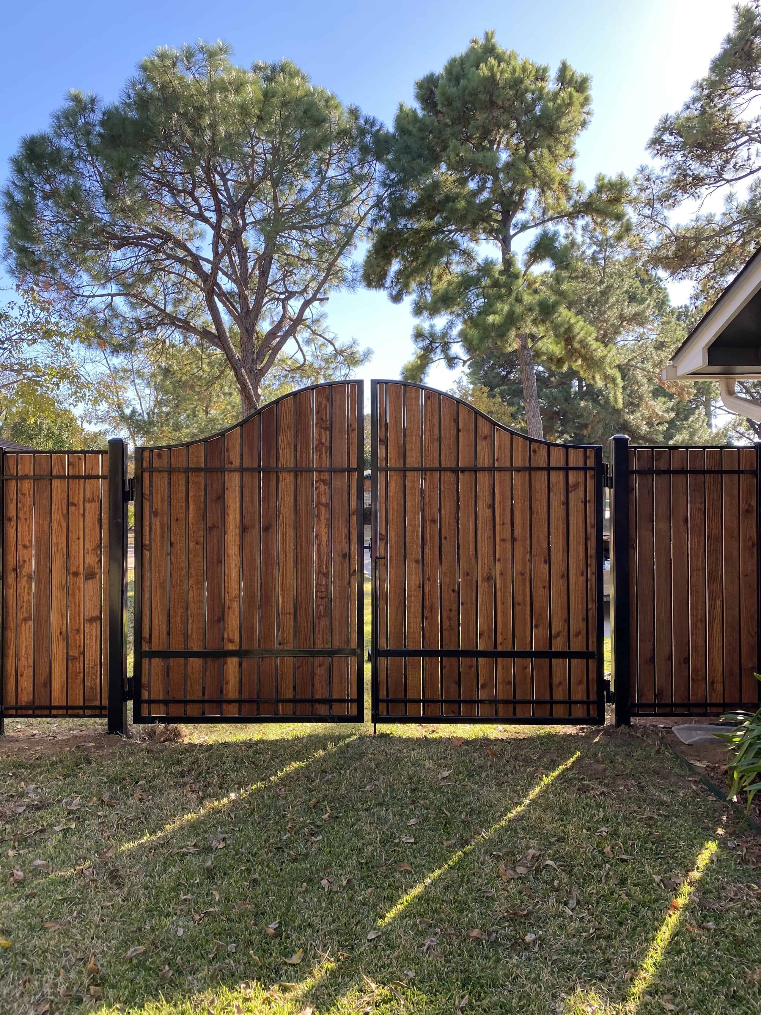 Hybrid steel and cedar fence Southlake TX