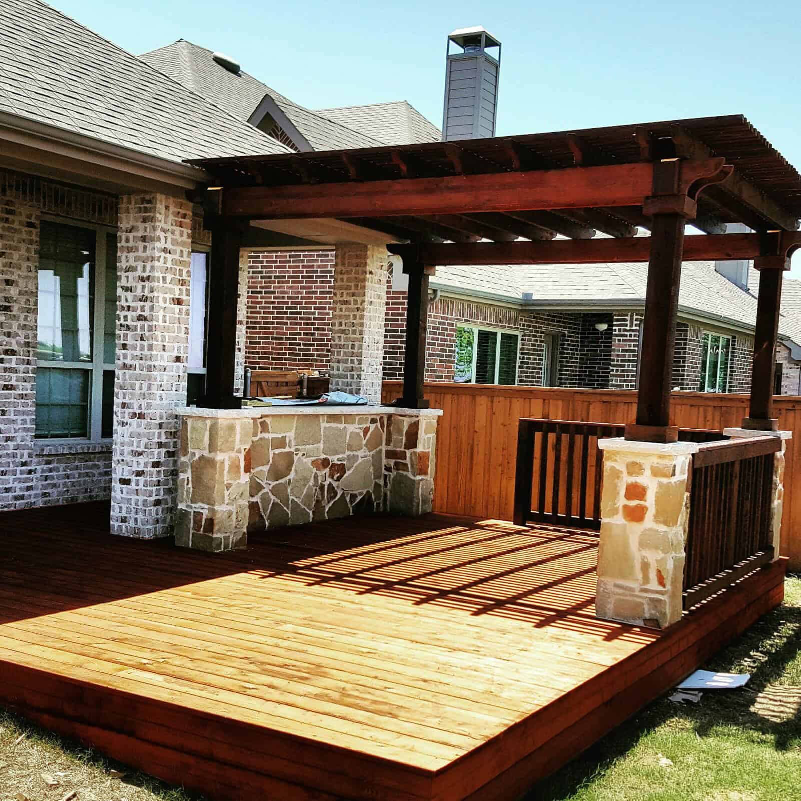 Cedar pergola and outdoor kitchen