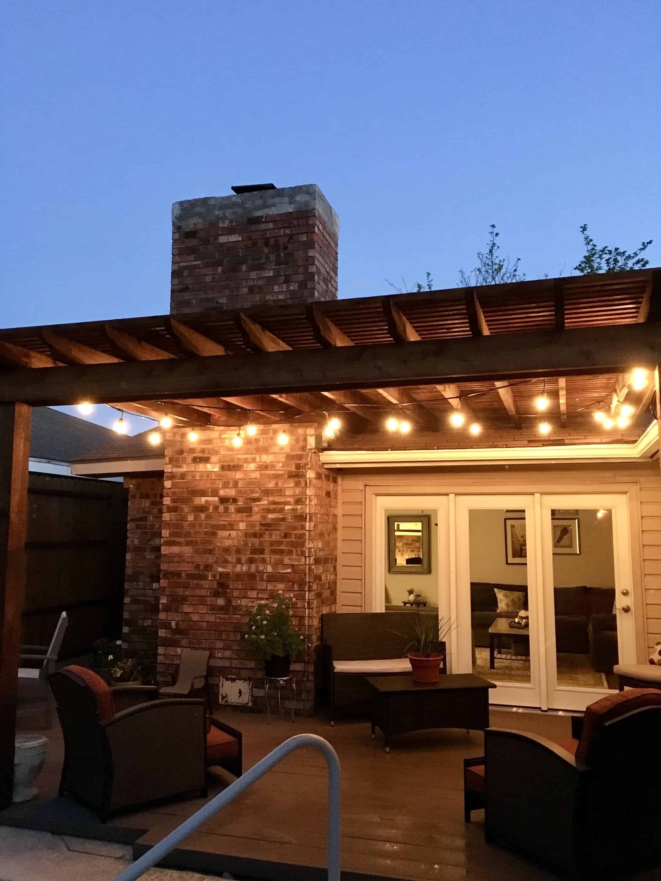 Illuminated cedar patio cover Highland Village TX