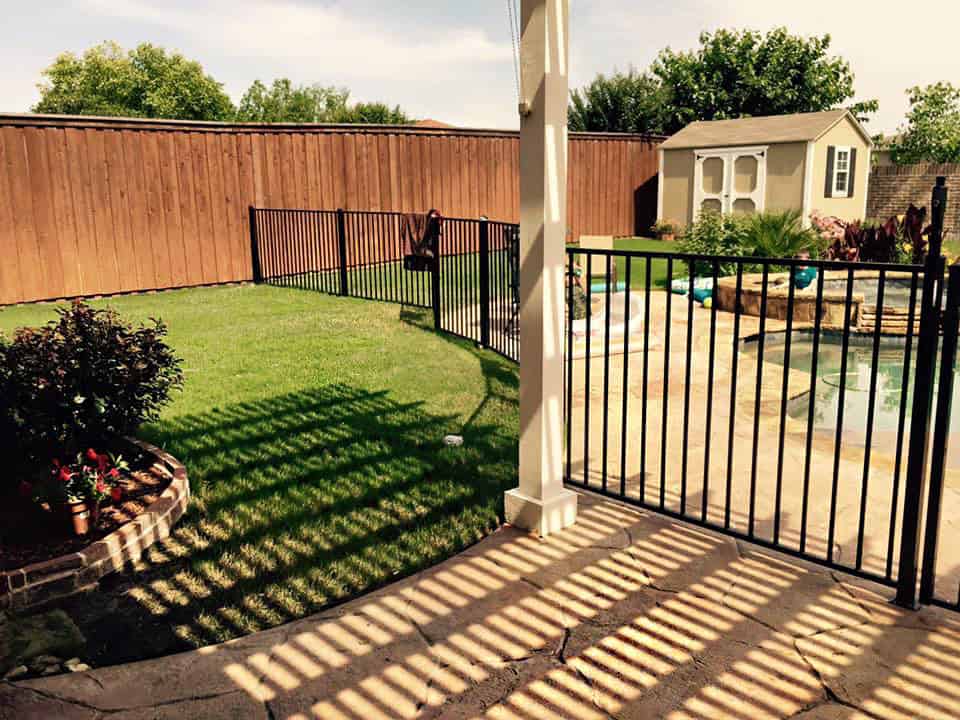 Black metal pool fence