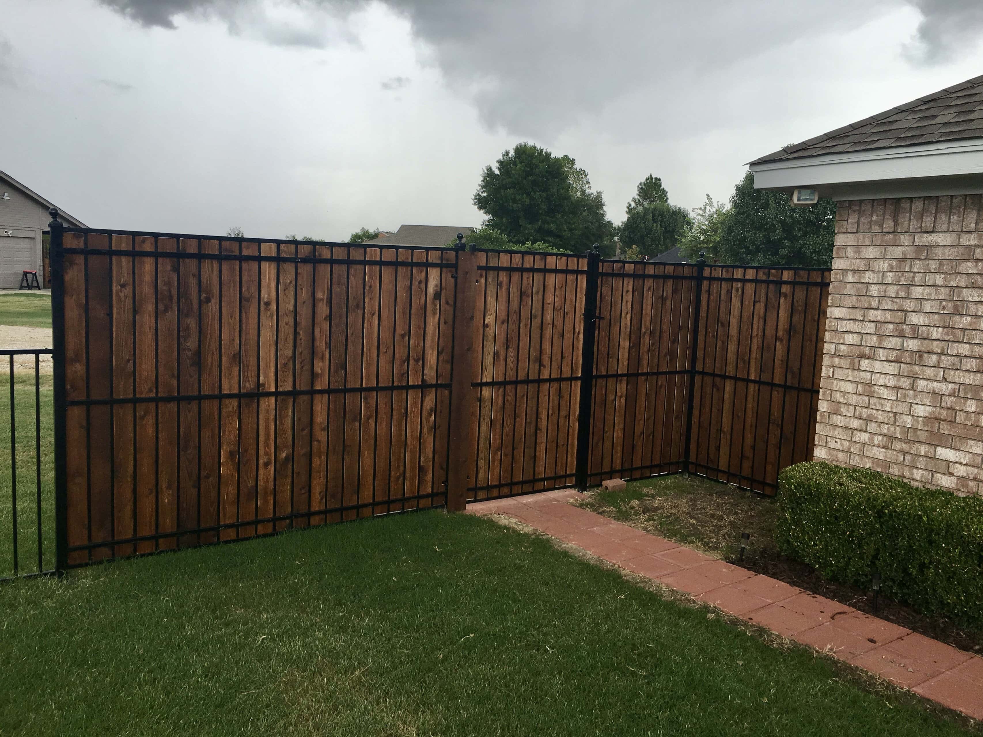 Pre stained cedar board on board fence in McKinney TX