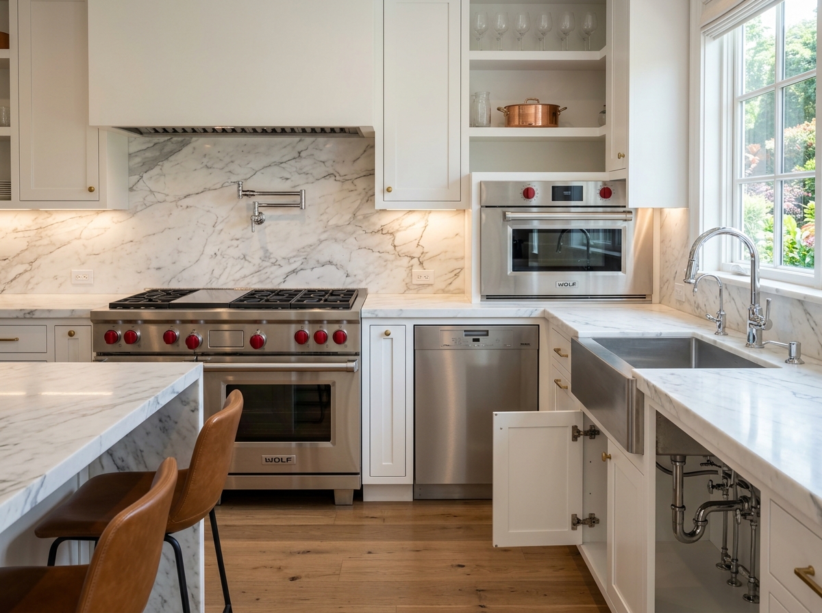 Kitchen appliances, range, dishwasher and sink repair