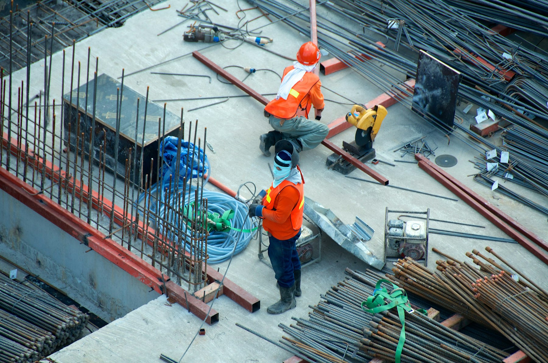 Construction crew working on a building site