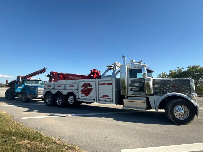 All American heavy wrecker with patriotic graphics