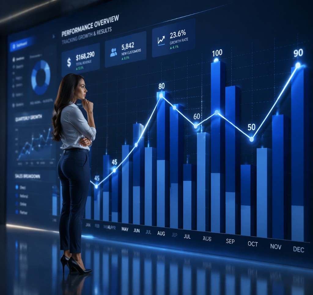 Marketing analytics dashboard with KPI charts