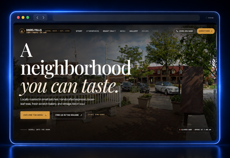 Angel Falls Coffee Company website preview