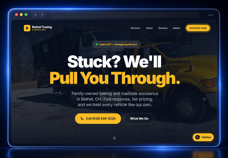 Bethel Towing website preview