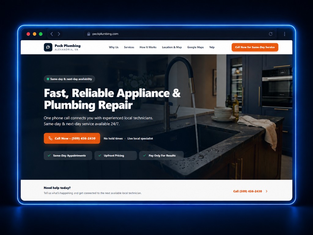 Peck Plumbing website preview