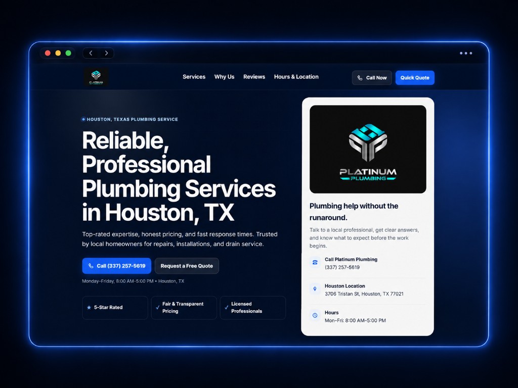 Platinum Plumbing website preview